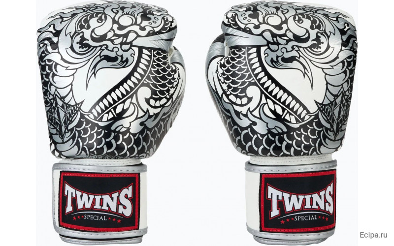 Боксерские перчатки Twins Special FBGVL3-52 Dragon white silver 10 oz